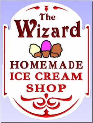 The Wizard icecream shop sign